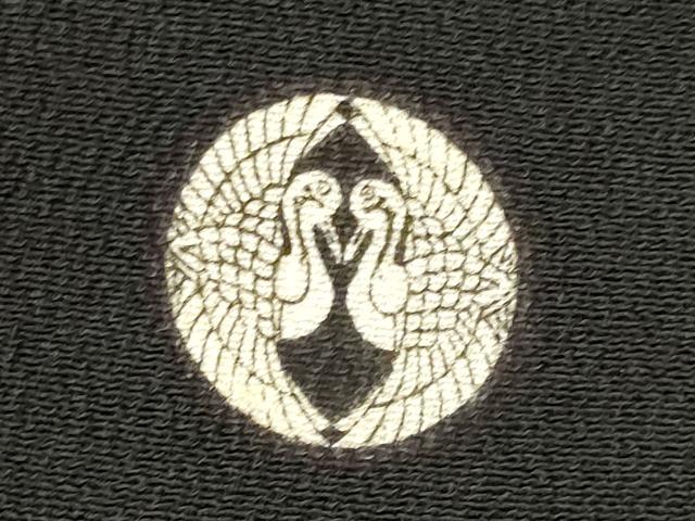 平和屋着物■豪華黒留袖　駒刺繍　扇面花鳥文　金彩　正絹　逸品　AABJ2219st