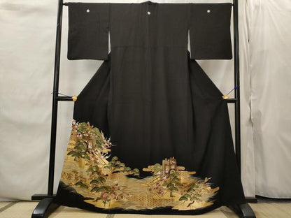 平和屋着物■豪華黒留袖　御所車梅松文　金彩　正絹　逸品　AABJ2221st