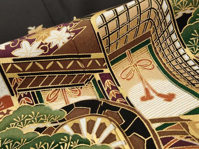 平和屋着物■豪華黒留袖　御所車梅松文　金彩　正絹　逸品　AABJ2221st