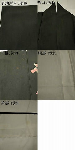 平和屋着物■豪華黒留袖　友禅　草花文　正絹　逸品　AABJ2223st