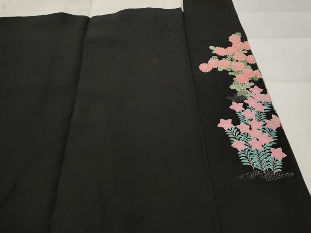 平和屋着物■豪華黒留袖　友禅　草花文　正絹　逸品　AABJ2223st
