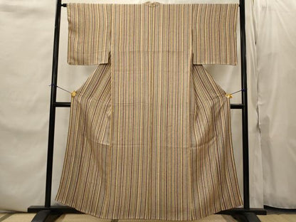 平和屋着物■上質な小紋　竹縞　正絹　逸品　AABJ2226st