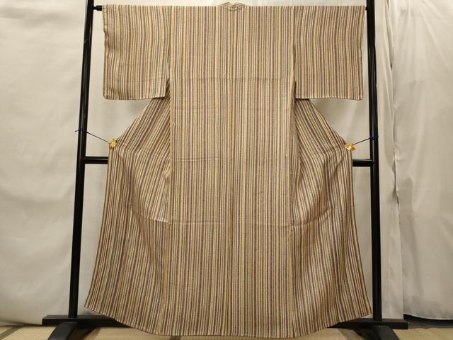 平和屋着物■上質な小紋　竹縞　正絹　逸品　AABJ2226st