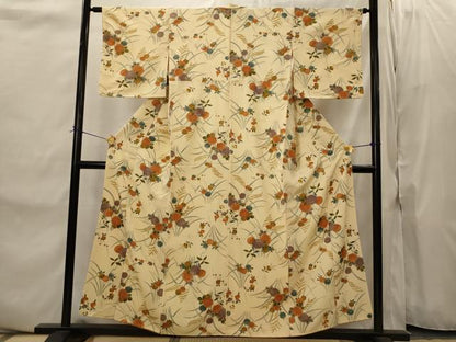 平和屋着物■上質な小紋　草花文　金彩　正絹　逸品　AABJ2227st