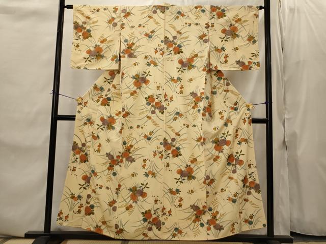 平和屋着物■上質な小紋　草花文　金彩　正絹　逸品　AABJ2227st