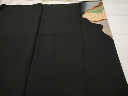 平和屋着物■豪華黒留袖　泰常　エ霞御所車文　暈し染め　金銀彩　正絹　逸品　AABJ2243st