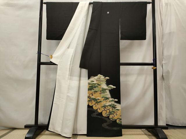 平和屋着物■豪華黒留袖　森青山　笠松　金糸　金彩　正絹　逸品　AABJ2264st