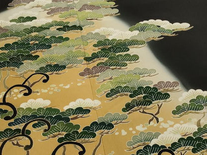 平和屋着物■豪華黒留袖　森青山　笠松　金糸　金彩　正絹　逸品　AABJ2264st