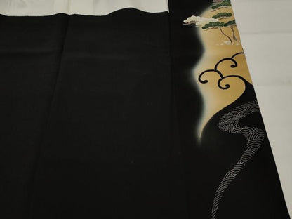 平和屋着物■豪華黒留袖　森青山　笠松　金糸　金彩　正絹　逸品　AABJ2264st