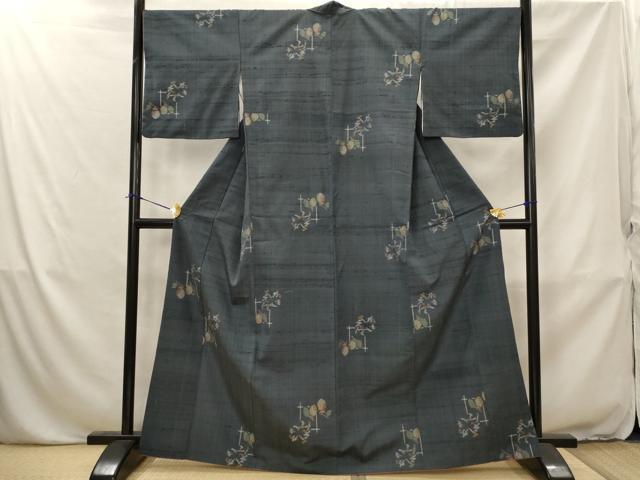 平和屋着物■上質な紬　枝葉文　正絹　逸品　AABJ2280st