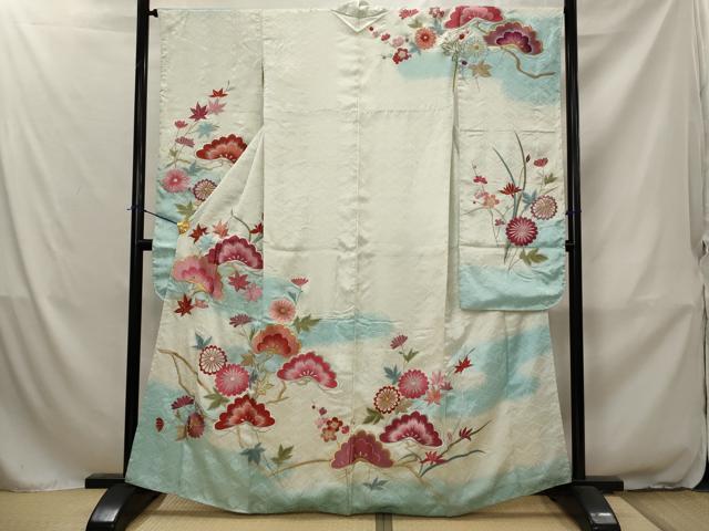 平和屋着物■豪華振袖　刺繍　花松文　暈し染め　金銀糸　正絹　逸品　AABJ2303st