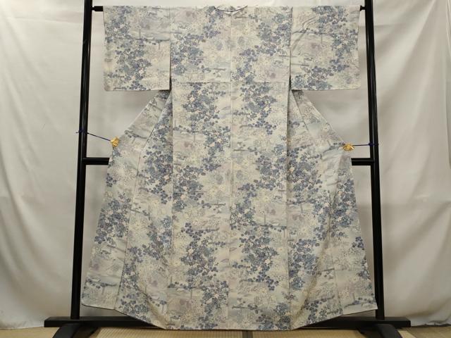 平和屋着物■上質な小紋　草花文　暈し染め　正絹　逸品　AABJ2305st