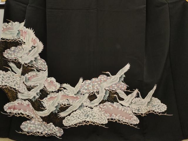 平和屋着物■豪華黒留袖　飛鶴枝松文　金彩　正絹　逸品　AABJ2314st