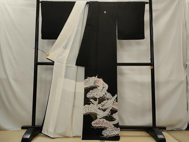 平和屋着物■豪華黒留袖　飛鶴枝松文　金彩　正絹　逸品　AABJ2314st