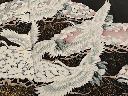 平和屋着物■豪華黒留袖　飛鶴枝松文　金彩　正絹　逸品　AABJ2314st