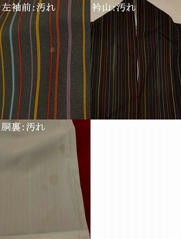 平和屋着物■本場縞大島紬　間道　正絹　逸品　AABJ2322st