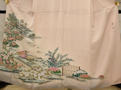 平和屋着物■訪問着　作家物　手描き　風景花文　暈し染め　正絹　逸品　AABJ2357st