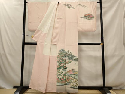 平和屋着物■訪問着　作家物　手描き　風景花文　暈し染め　正絹　逸品　AABJ2357st