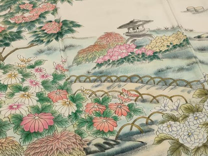 平和屋着物■訪問着　作家物　手描き　風景花文　暈し染め　正絹　逸品　AABJ2357st