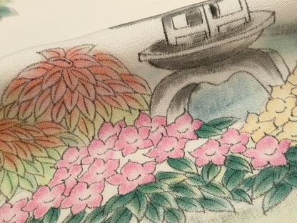 平和屋着物■訪問着　作家物　手描き　風景花文　暈し染め　正絹　逸品　AABJ2357st