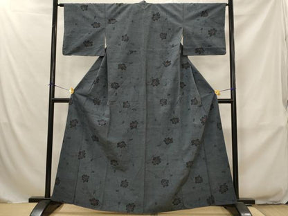 平和屋着物■上質な紬　枝花文　正絹　逸品　AABJ2360st