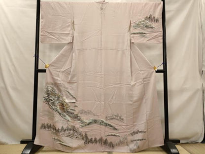 平和屋着物■訪問着　手描き　風景文　金彩　正絹　逸品　AABJ2370st