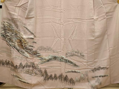 平和屋着物■訪問着　手描き　風景文　金彩　正絹　逸品　AABJ2370st