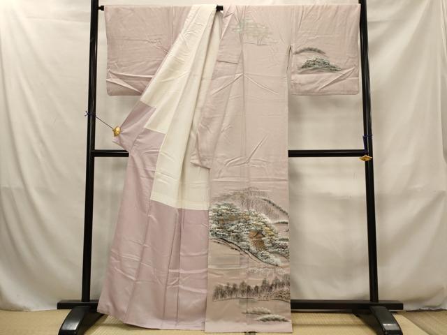 平和屋着物■訪問着　手描き　風景文　金彩　正絹　逸品　AABJ2370st