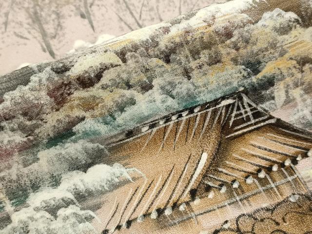 平和屋着物■訪問着　手描き　風景文　金彩　正絹　逸品　AABJ2370st