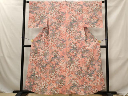 平和屋着物■上質な小紋　風景花文　正絹　逸品　未使用　AABJ2375st