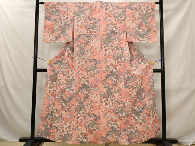 平和屋着物■上質な小紋　風景花文　正絹　逸品　未使用　AABJ2375st
