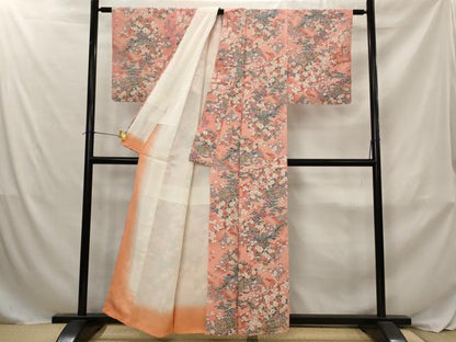 平和屋着物■上質な小紋　風景花文　正絹　逸品　未使用　AABJ2375st