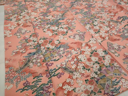 平和屋着物■上質な小紋　風景花文　正絹　逸品　未使用　AABJ2375st