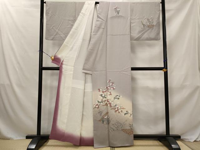 平和屋着物■訪問着　枝花文　ぼかし染め　金彩　正絹　逸品　AABJ2377st