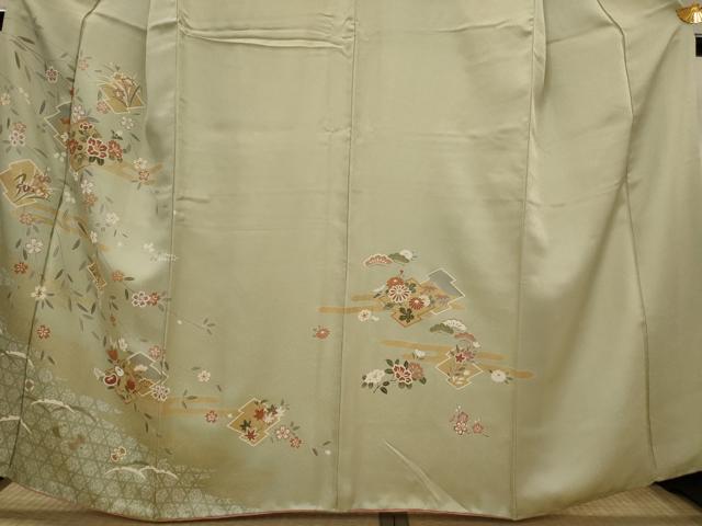 平和屋着物■訪問着　松皮菱花文　金彩　正絹　逸品　AABJ2380st