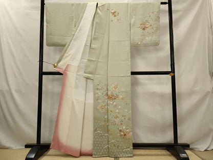 平和屋着物■訪問着　松皮菱花文　金彩　正絹　逸品　AABJ2380st