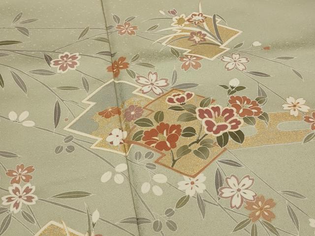 平和屋着物■訪問着　松皮菱花文　金彩　正絹　逸品　AABJ2380st