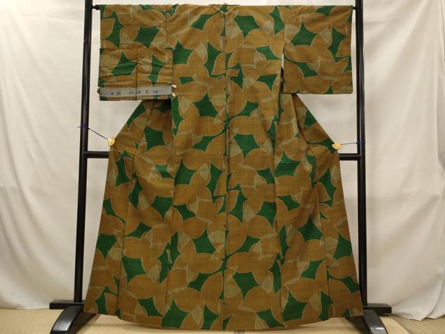 平和屋着物■みゆき紬　手織　舞蝶文　反端付き　正絹　逸品　AABJ2386st