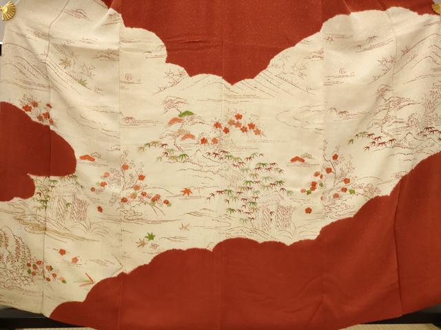平和屋着物■訪問着　駒刺繍　風景花文　正絹　逸品　AABJ2388st