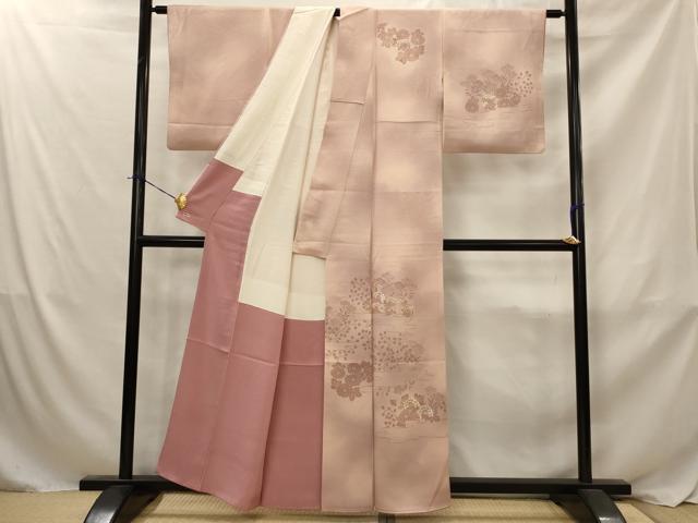 平和屋着物■中国三大刺繍　相良刺繍　訪問着　草花文　暈し染め　正絹　逸品　AABJ2395st