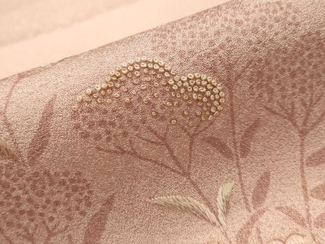 平和屋着物■中国三大刺繍　相良刺繍　訪問着　草花文　暈し染め　正絹　逸品　AABJ2395st