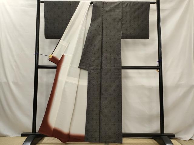平和屋着物■本場大島紬　麻の葉文様　証紙付き　正絹　逸品　AABJ2398st