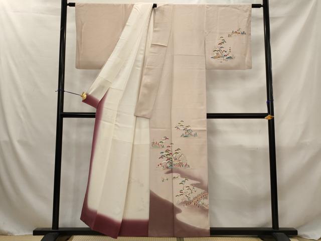 平和屋着物■訪問着　風景枝松文　暈し染め　金彩　正絹　逸品　AABJ2400st