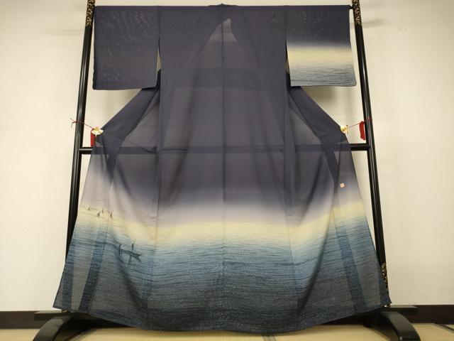 平和屋着物＊夏物　友禅作家　茂野大生　訪問着　絽　風景文　暈し染め　正絹　逸品　AABJ2405jd