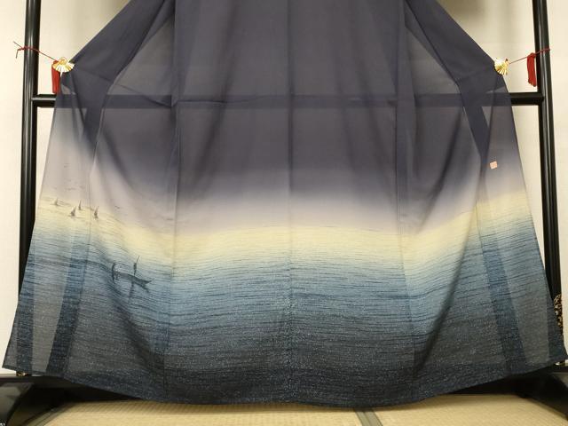 平和屋着物＊夏物　友禅作家　茂野大生　訪問着　絽　風景文　暈し染め　正絹　逸品　AABJ2405jd