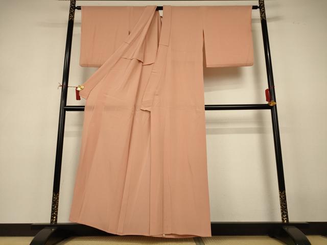 平和屋着物＊夏物　本加賀友禅作家　梶山伸　色無地　絽縮緬　洒落柿色　正絹　逸品　AABJ2408jd