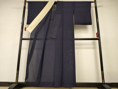 平和屋着物＊夏物　色無地　絽　藍鉄色　正絹　逸品　AABJ2412jd