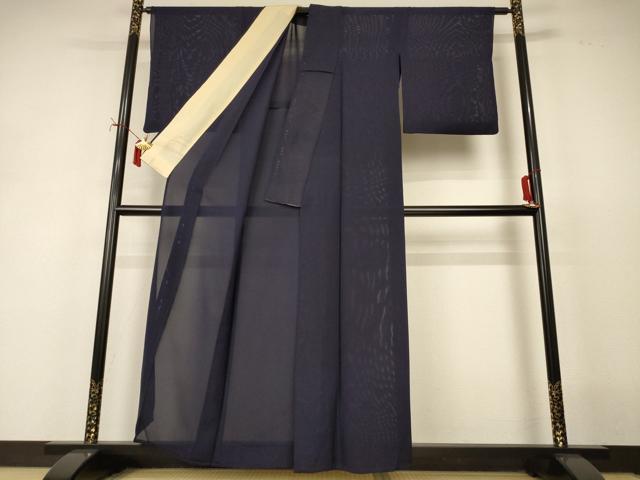 平和屋着物＊夏物　色無地　絽　藍鉄色　正絹　逸品　AABJ2412jd