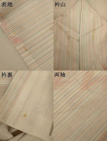 平和屋着物＊夏物　小紋　絽　花鳥文　洗える着物　AABJ2414jd
