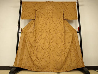 平和屋着物＊夏物　小紋　絽　草葉文　正絹　逸品　AABJ2417jd